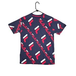 FILA All Over Print Logo Crew Neck‎ Short Sleeve Graphic T-Shirt Men's